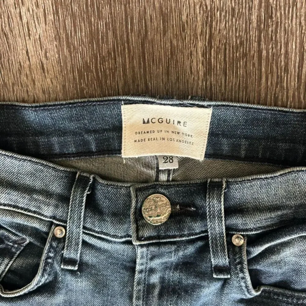 McGuire Denim Bohemia Flounce Cropped Kick Flare‎ Jeans Ruffle Hem Anthropologie